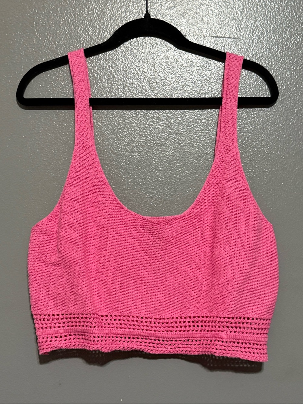Forever 21 Hot Pink Crochet-Trim Crop Tank